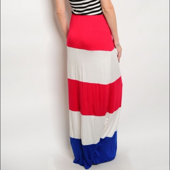 RED WHITE AND BLUE MAXI DRESS - Picture 2 of 4